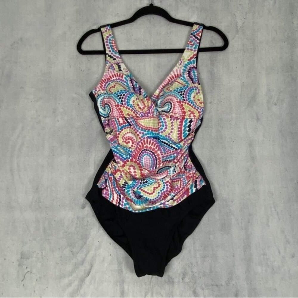 Beach Diva One Piece Swimsuit Size 10 Padded Cups Ruched Sides